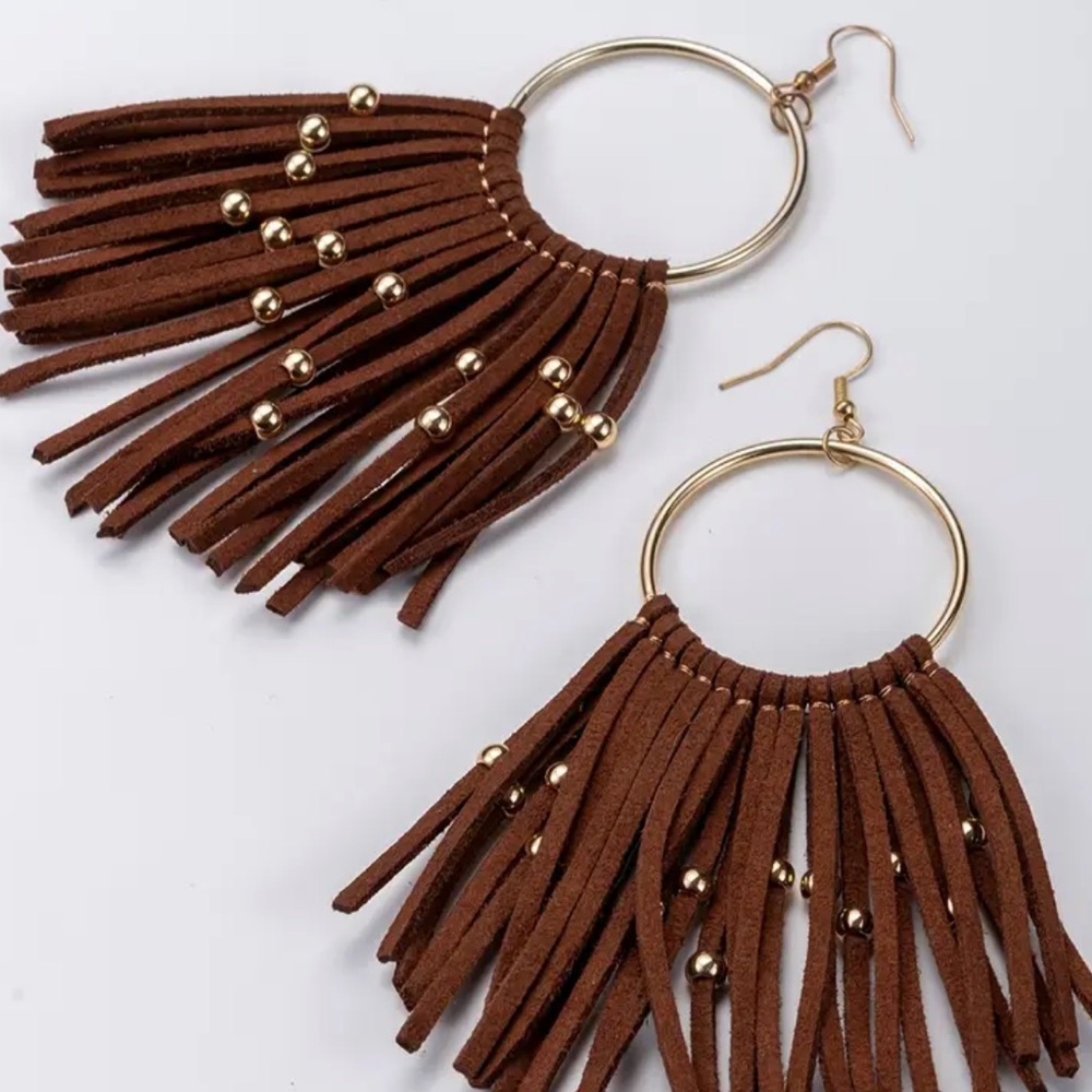 🔥🔥🆕Vintage Bohemian Brown Tassel Earrings - Picture 3 of 8